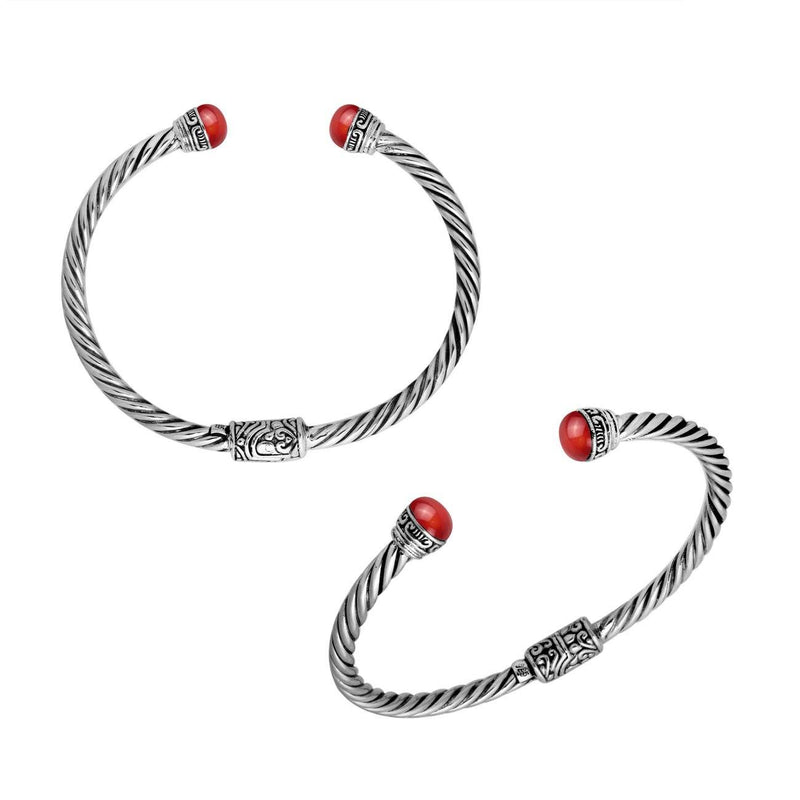Sterling Silver Coral Cuff Bracelet