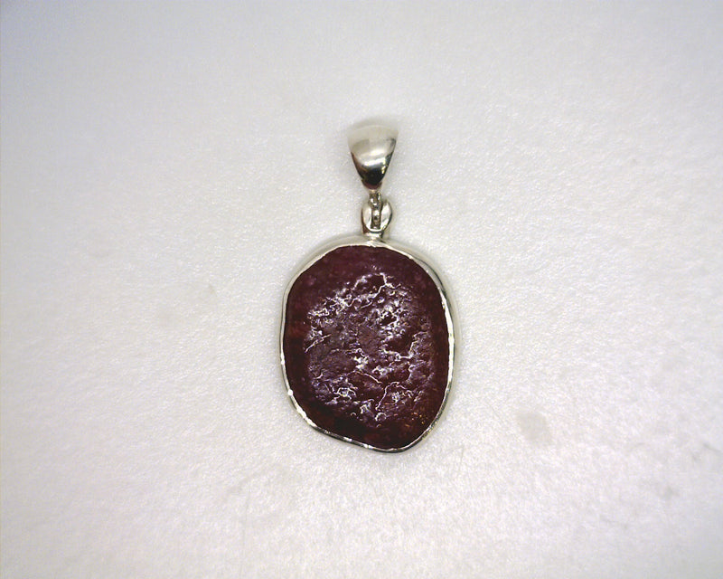 Sterling Silver Rough Ruby Pendant