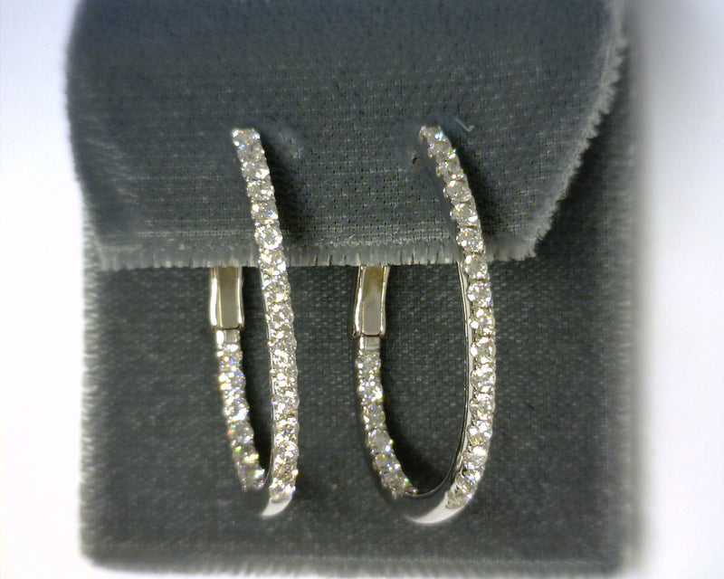 14K WHITE GOLD DIAMOND HOOPS