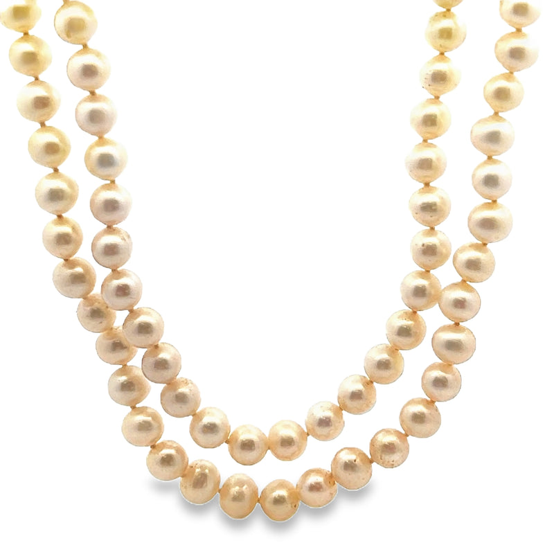 14K YG Double Strand Freshwater Pearl Necklace 7.5-8.0mm