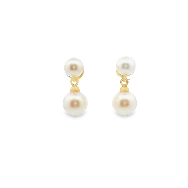 Yellow Gold Plated Pearl Earrings