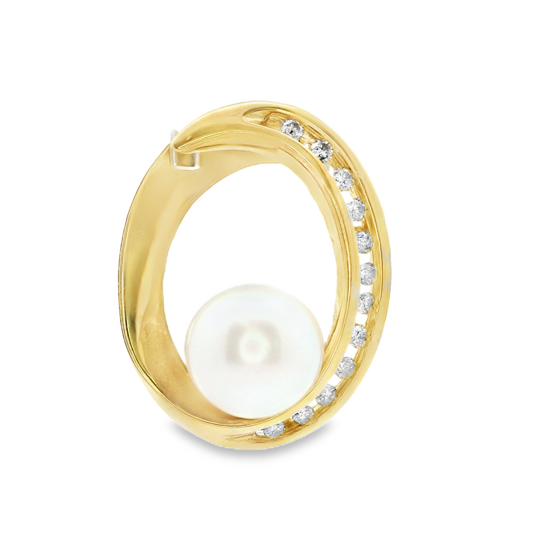 14K YG Pearl & Diamond Pendant