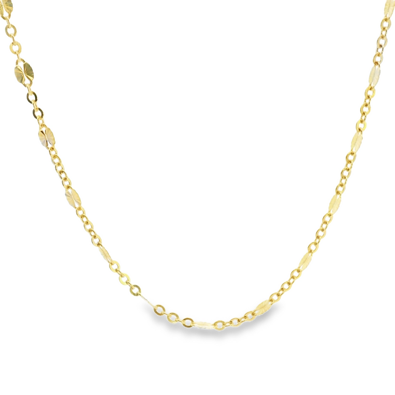 10K YG Fancy Diamond Cut Link Chain 18