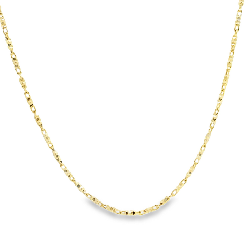 10K YG Fancy Diamond Cut Link Chain 18