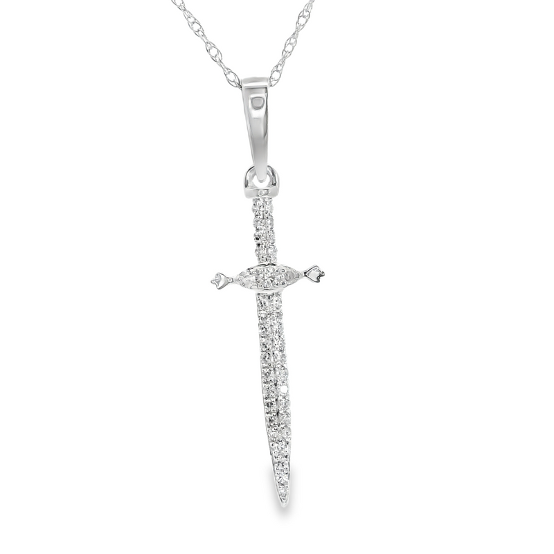 10K WG Diamond Sword Pendant