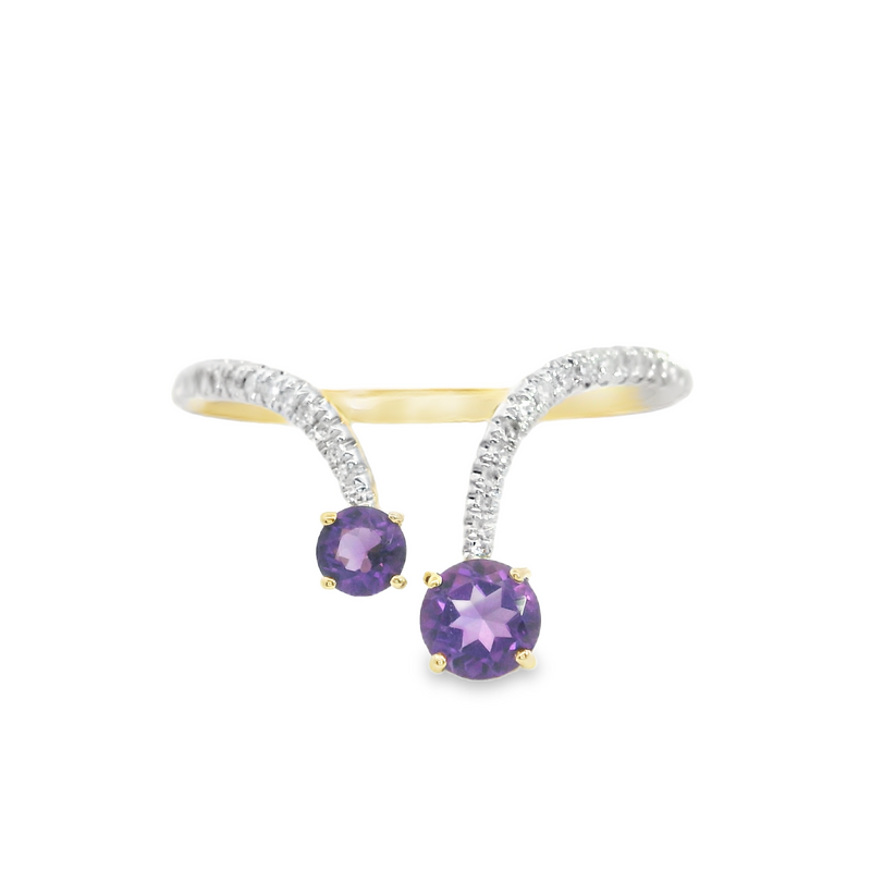 10K YG Amethyst & Diamond Ring