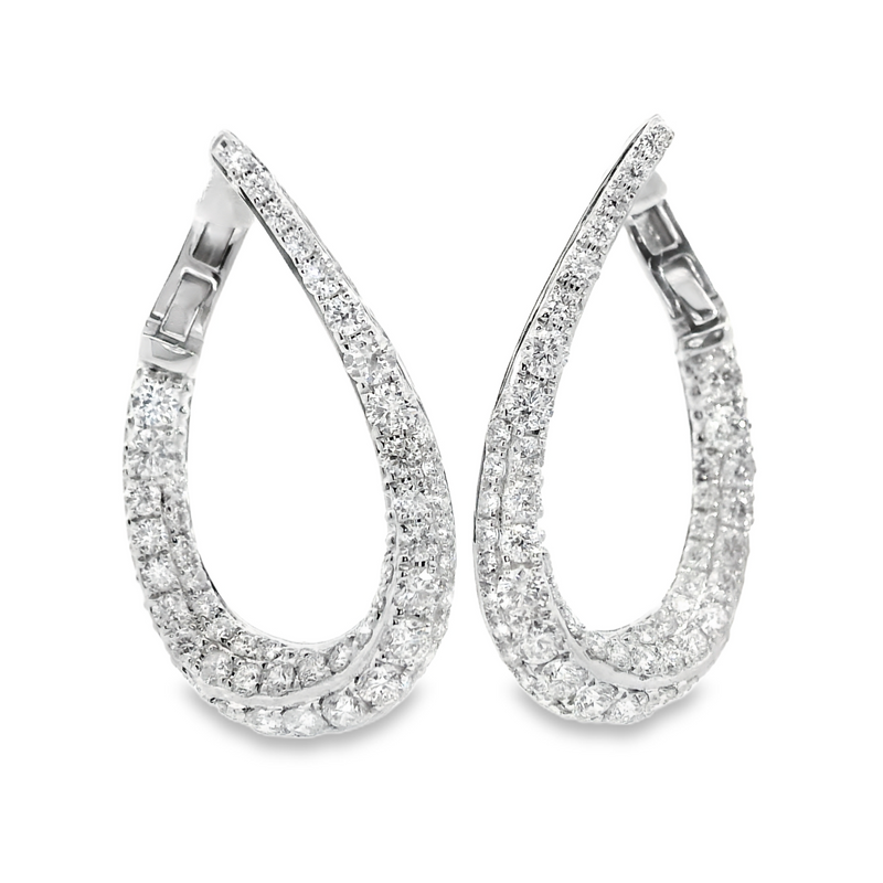 18K WG Pave Diamond Hoop Earrings
