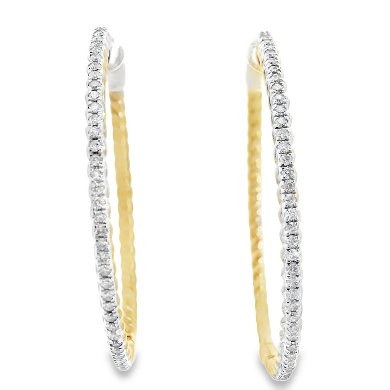 10K YG Diamond Hoop Earrings