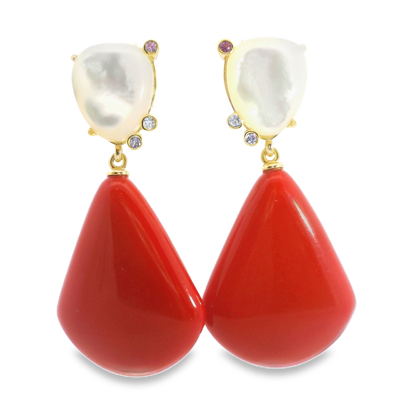 Gold Plated Coral Earrings