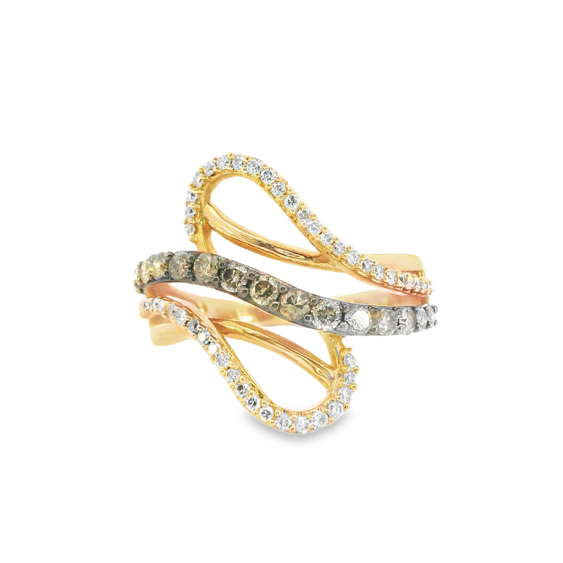 Levian 14K RG Vanilla & Chocolate Diamond Ring