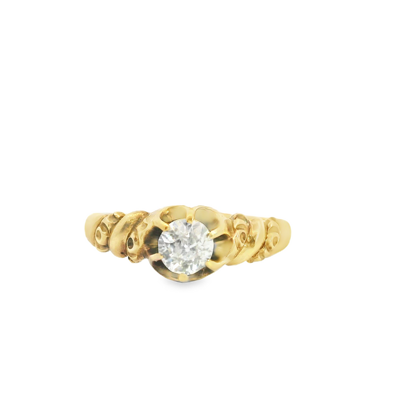 14K YG Vintage Solitaire Diamond Ring