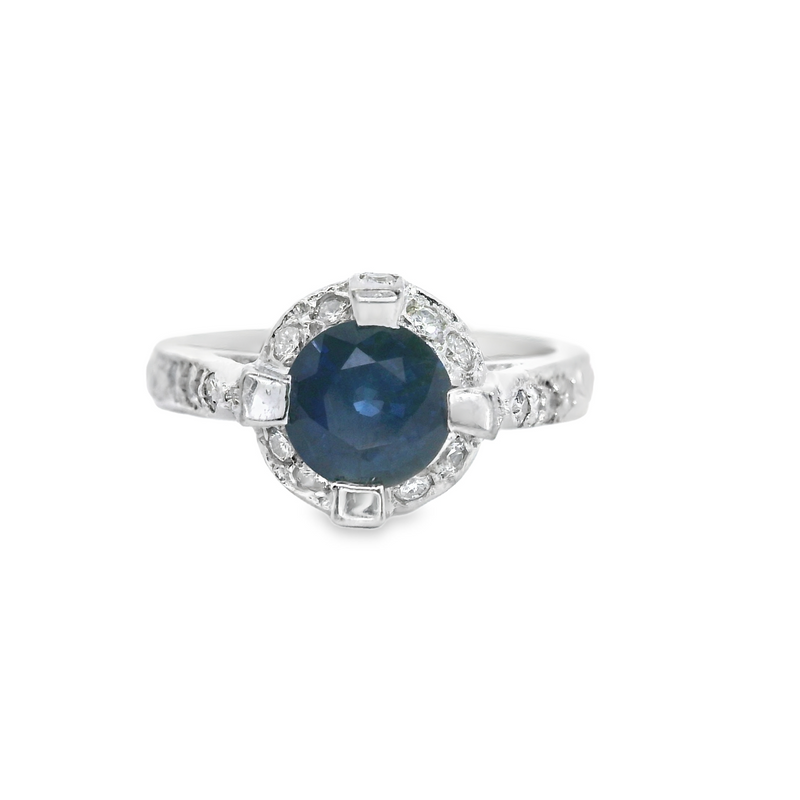 Platinum Sapphire & Diamond Ring