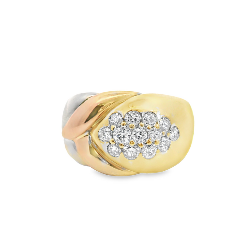 14K Tri Color Diamond Ring