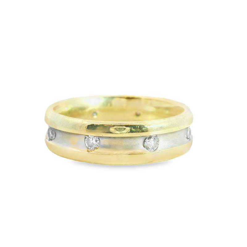 14K Two Tone Diamond Band