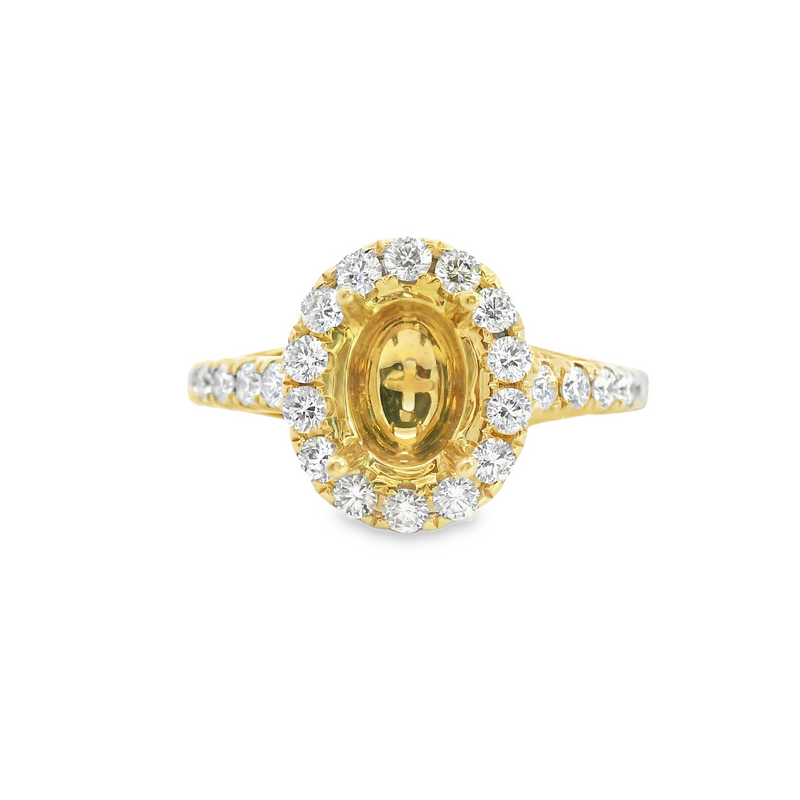 14K YG Oval Halo Diamond Setting