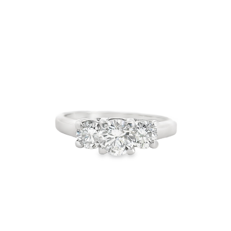 14K WG 3 Stone Diamond Ring