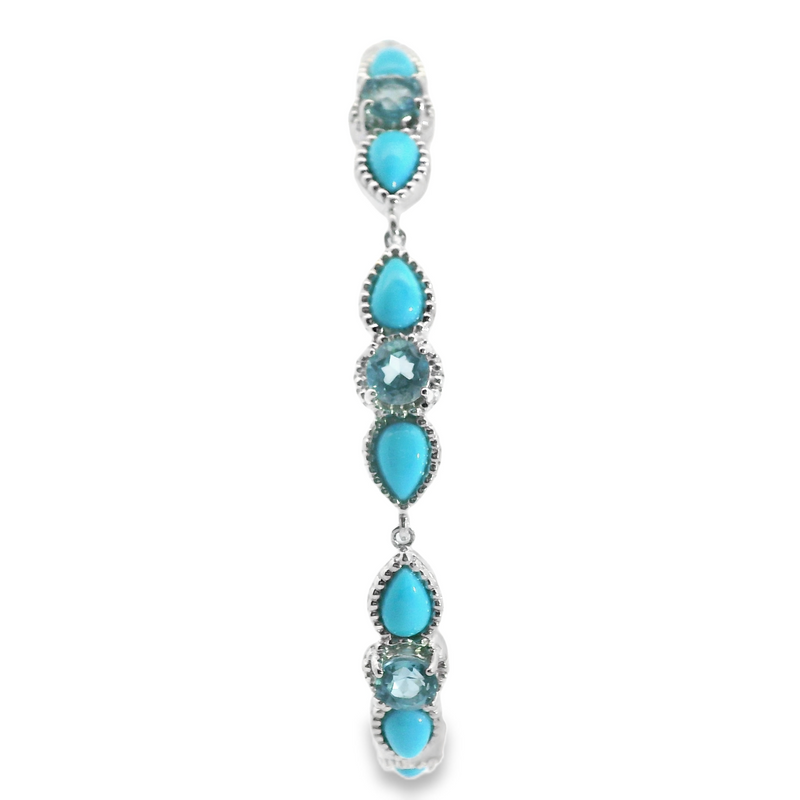 Sterling Silver Sleeping Beauty Turquoise & Blue Topaz Bracelet
