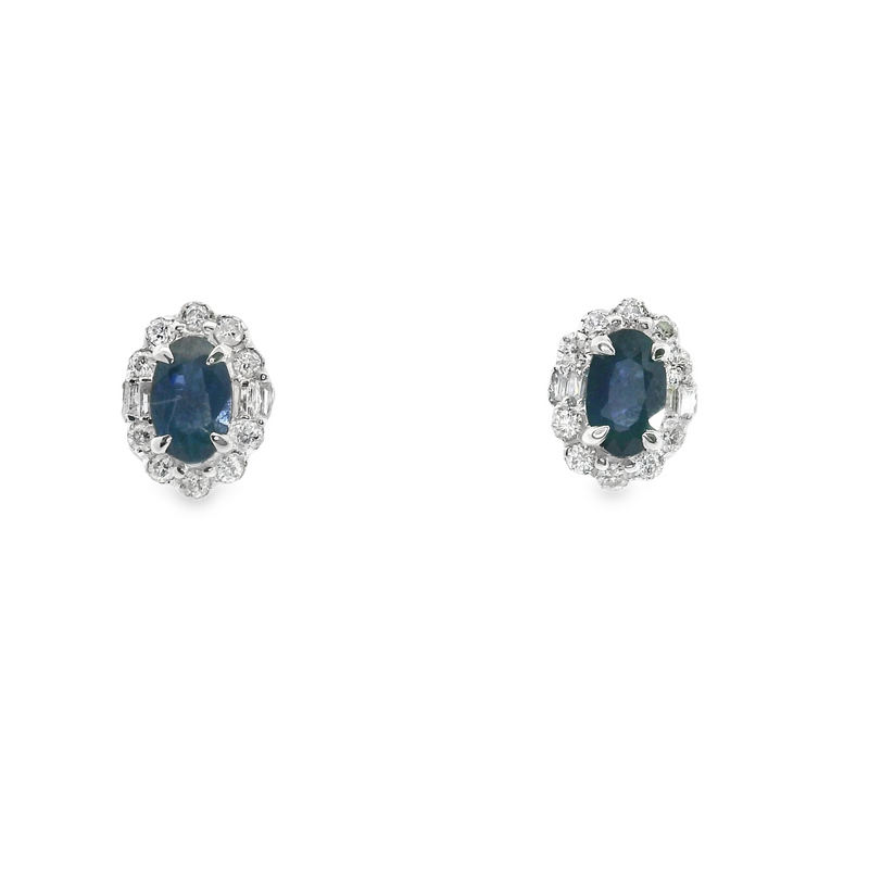 10K WG Sapphire & Diamond Stud Earrings