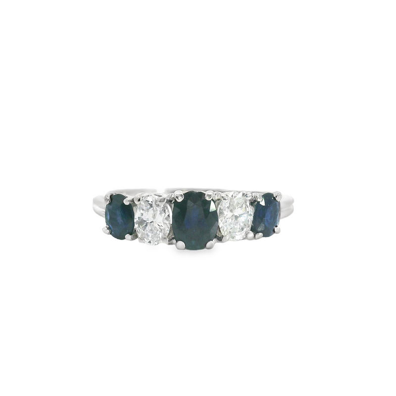Platinum Sapphire & Diamond Band