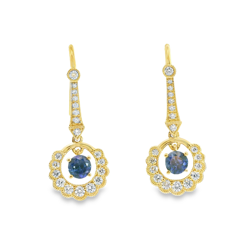 14K YG Sapphire & Diamond Earrings
