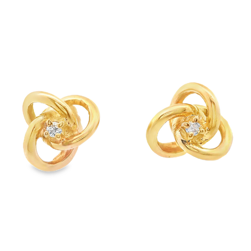 14K YG Diamond Knot Style Earrings