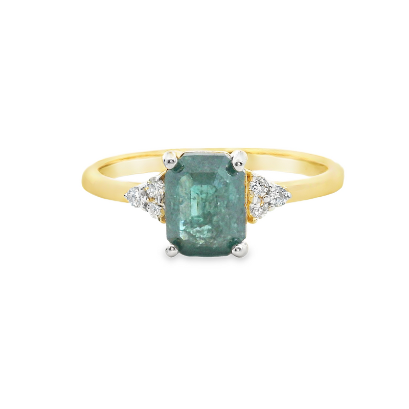 14K YG Blue Salt & Pepper Diamond Ring