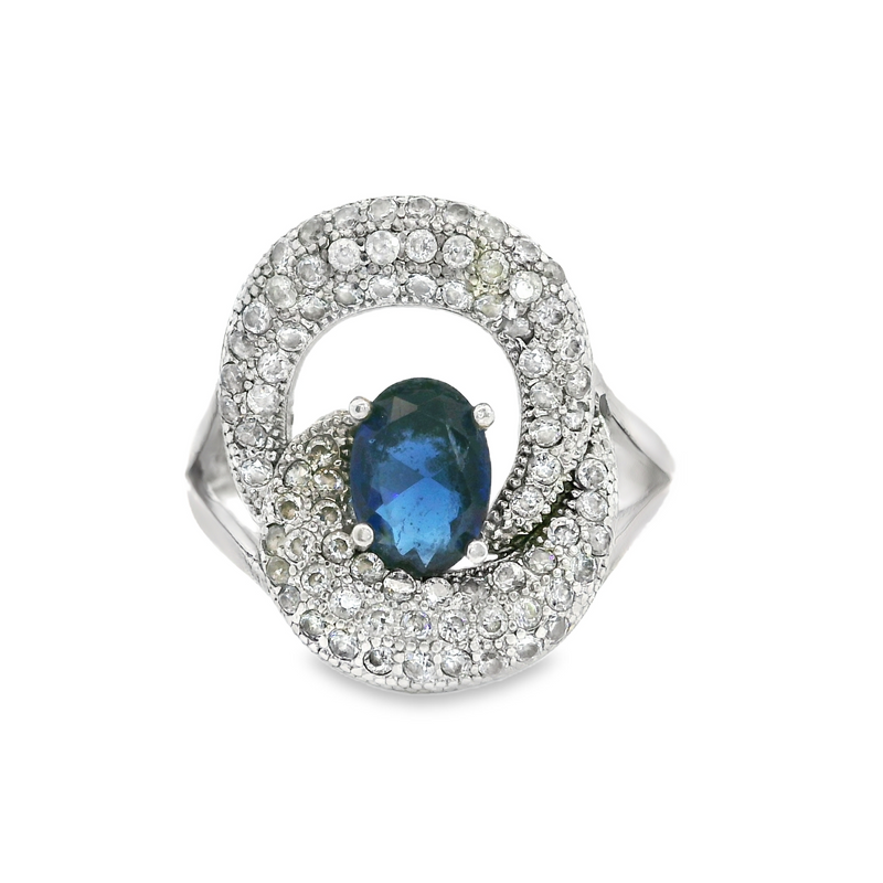 Sterling Silver Blue & White CZ Ring
