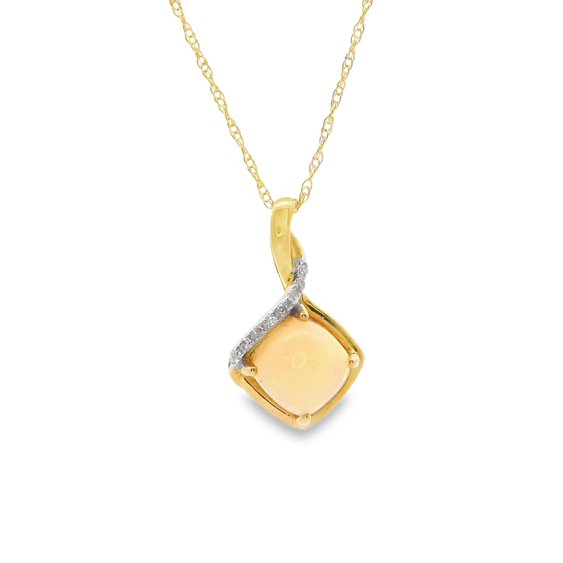 10K YG Opal & Diamond Pendant
