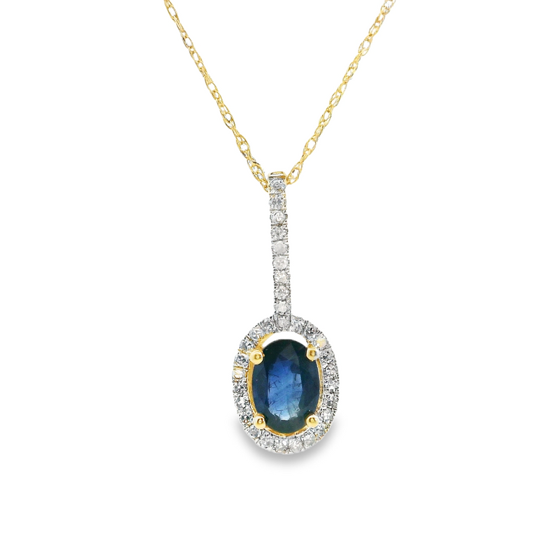10K YG Sapphire & Diamond Pendant