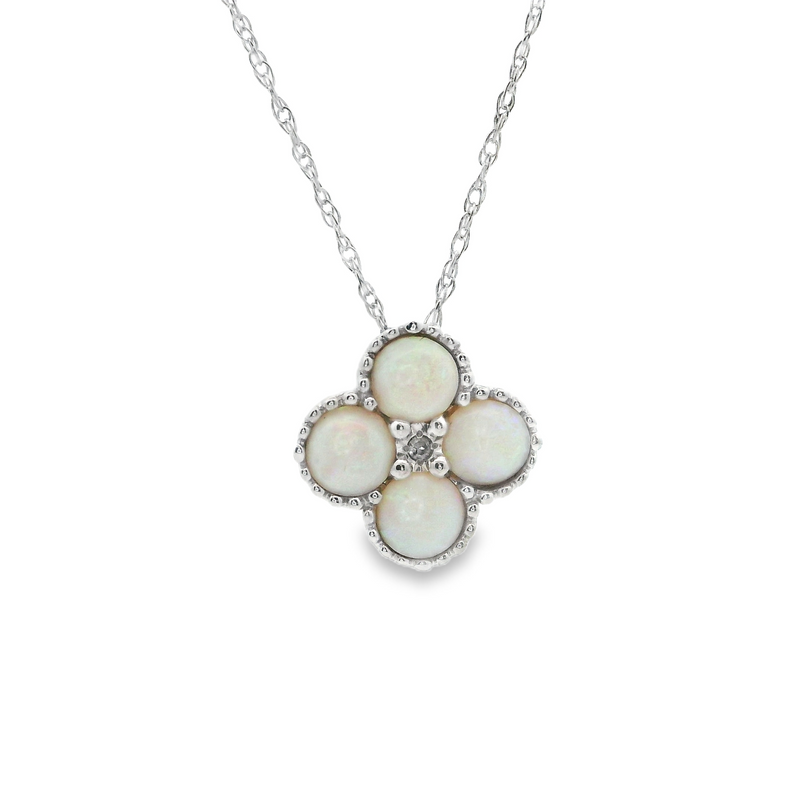 10K WG Opal & Diamond Pendant