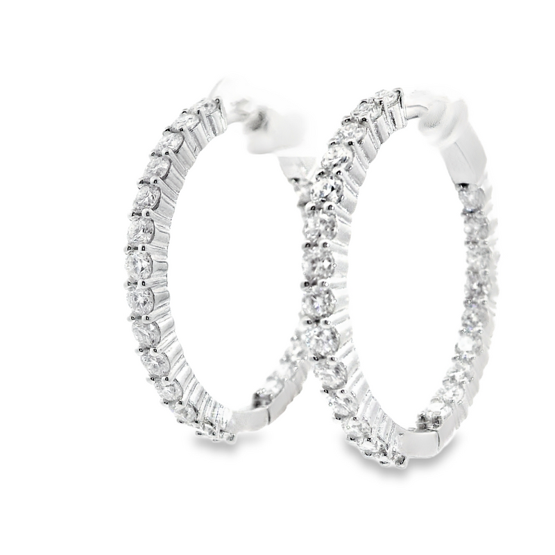 Sterling Silver Moissonite Inside Out Hoop Earrings
