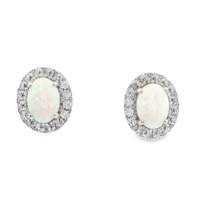Silver Opal & Sapphire Earrings