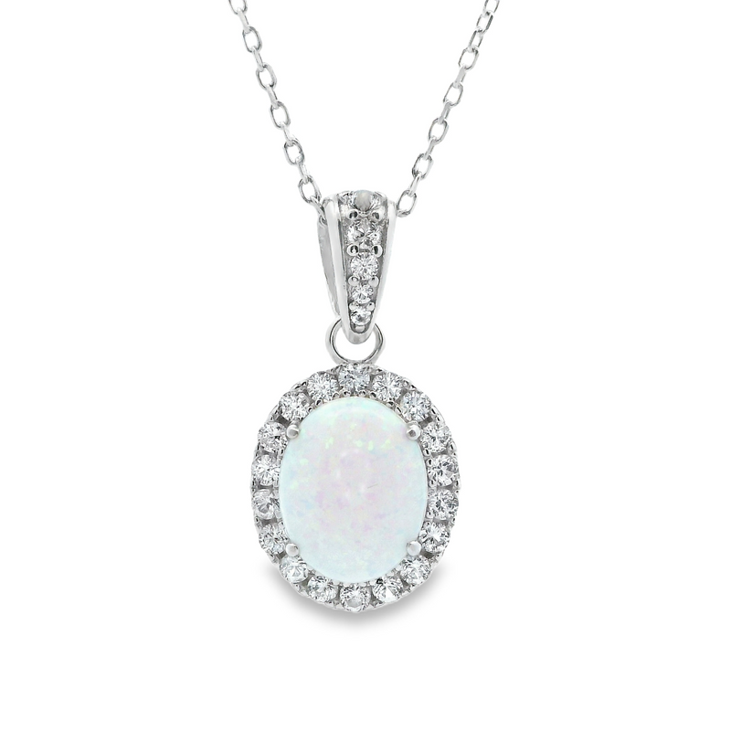 Silver Opal & Sapphire Pendant