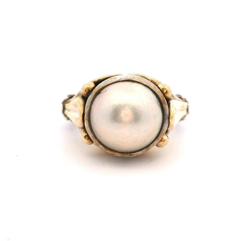 Lagos Sterling Silver & 18K YG Pearl Ring