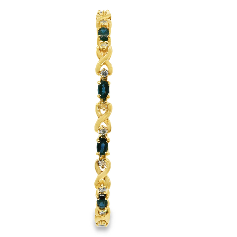 14K YG Sapphre & Diamond Tennis Bracelet