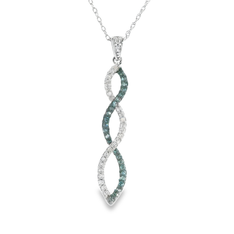 10K WG Blue & White Diamond Pendant