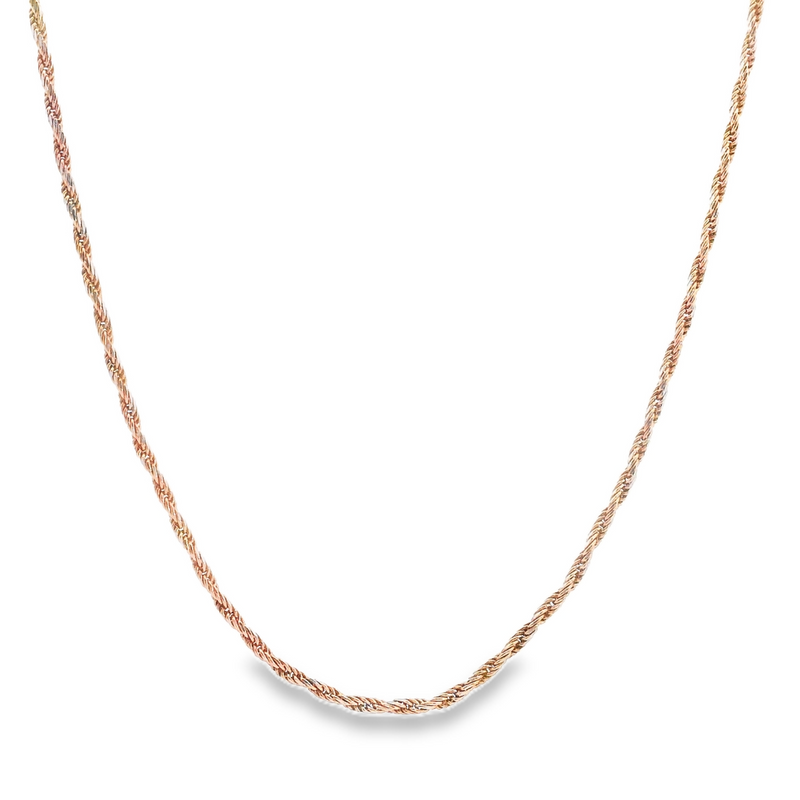 10K Two Tone Rose & White Gold Rope Chain