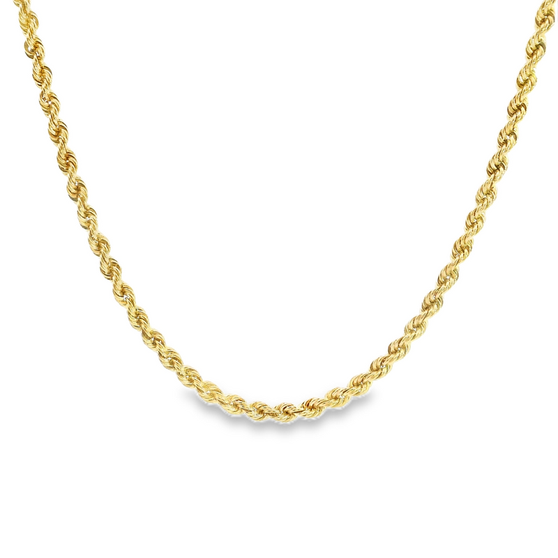14K YG Diamond Cut Rope Chain 18