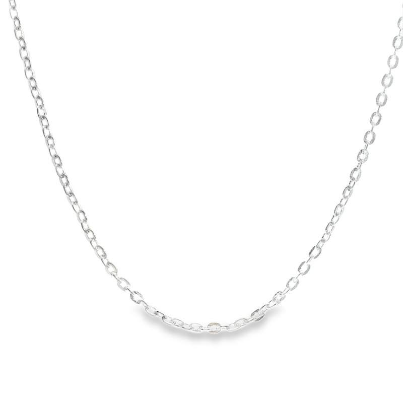 Sterling Silver Diamond Cut Cable Link Chain 18
