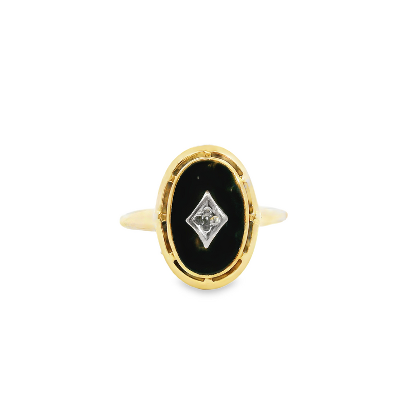10K YG Onyx & Diamond Ring