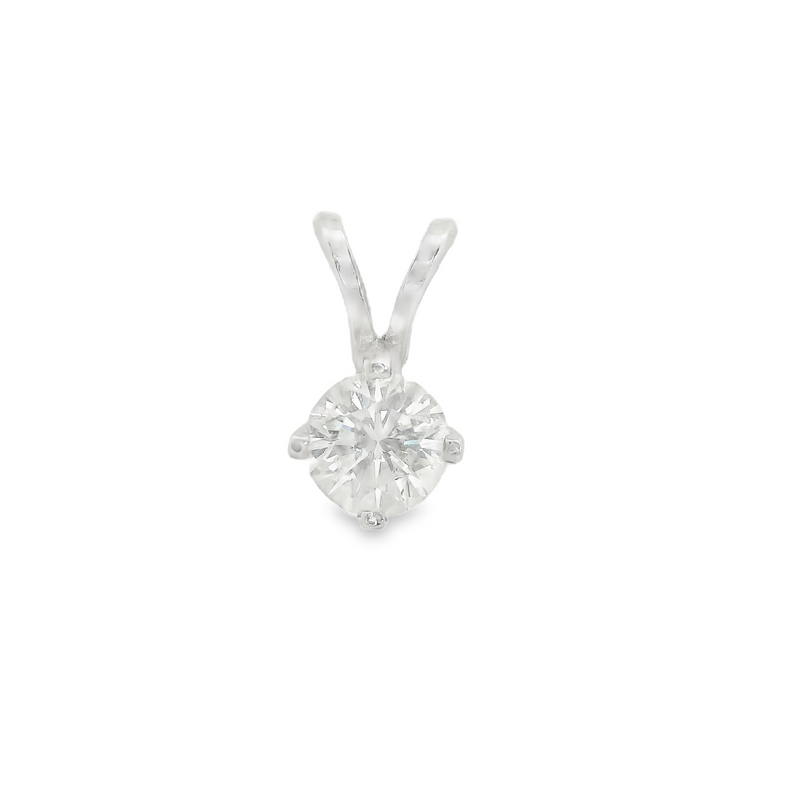 14K WG Solitaire Diamond Pendant