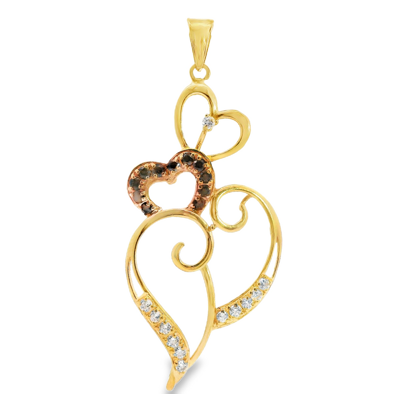 21K YG CZ Heart Pendant