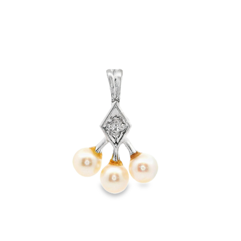 10K WG Pearl & Diamond Pednant
