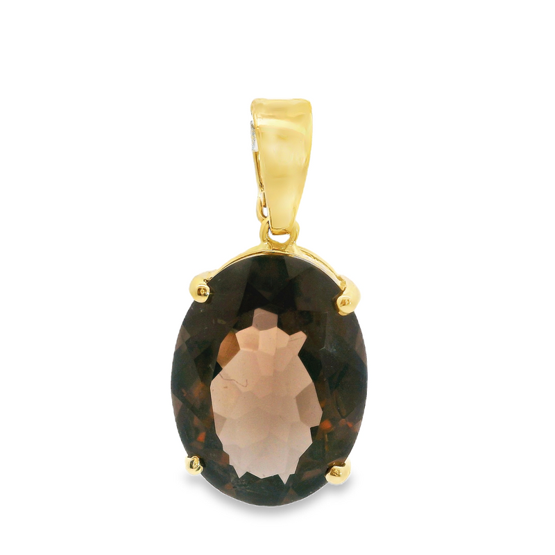14K YG Smoky Quartz Pendant