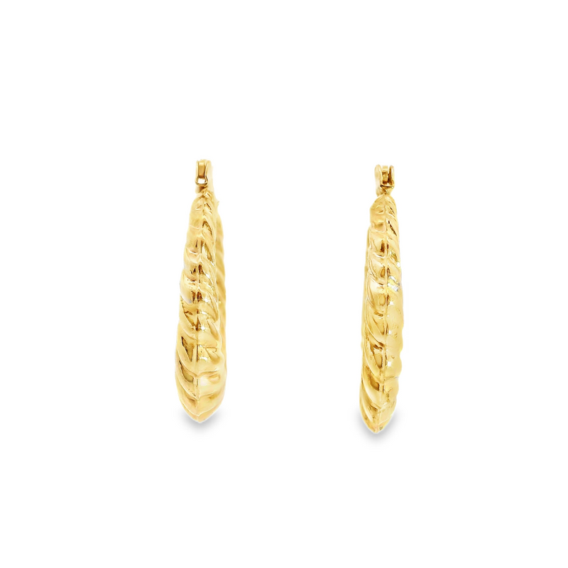 14K YG Scalloped Hoop Earrings