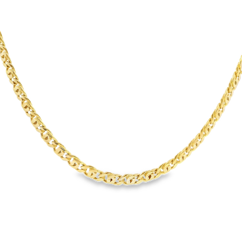 14K YG Birdseye Curb Link Chain 24