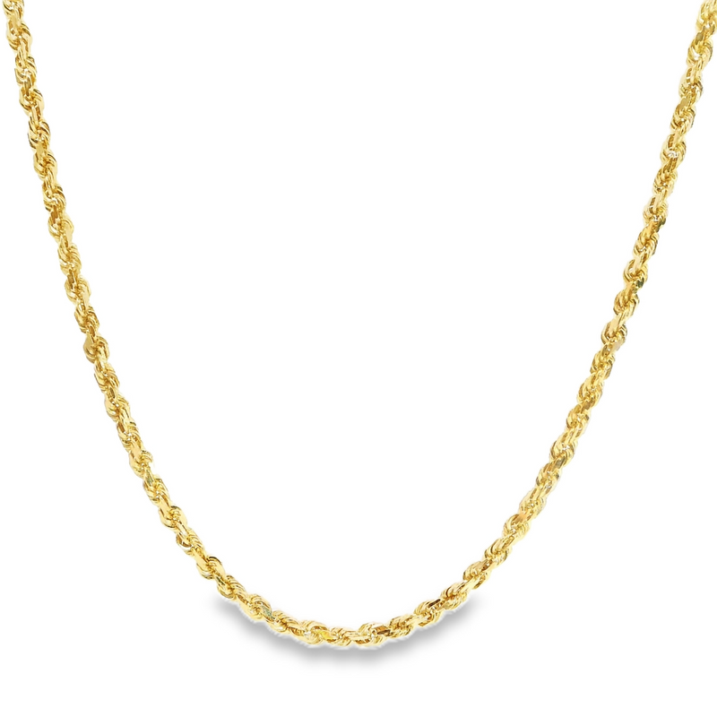 14K YG Diamond Cut Rope Chain 30