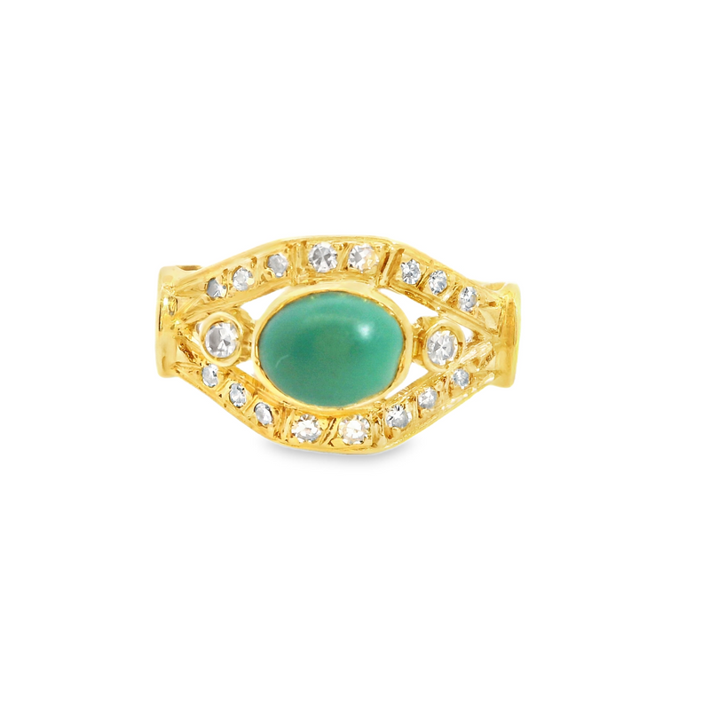 18K YG Diamond & Jasper Ring