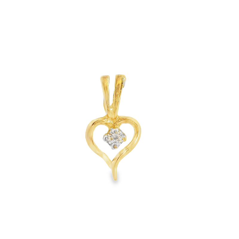 14K YG Heart Diamond Pendant