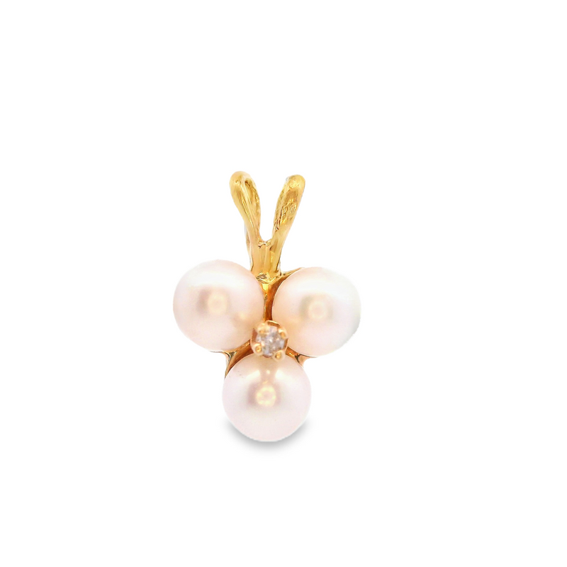 14K YG Pearl & Diamond Pendant